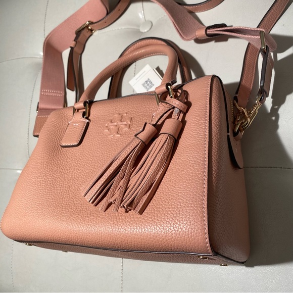 Tory Burch Thea Mini Web Satchel Pink Moon - Picture 5 of 17